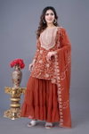 Tew Heavy Georgette Embroidery Work Top With Sharara Dupatta Exporters In India